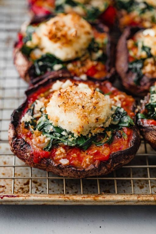 Goat Cheese and Chicken Stuffed Portobello Mushrooms