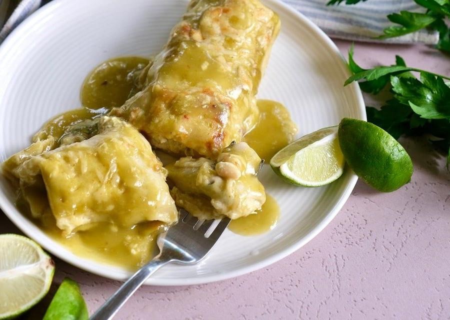 Great Northern Bean and Chicken Enchiladas