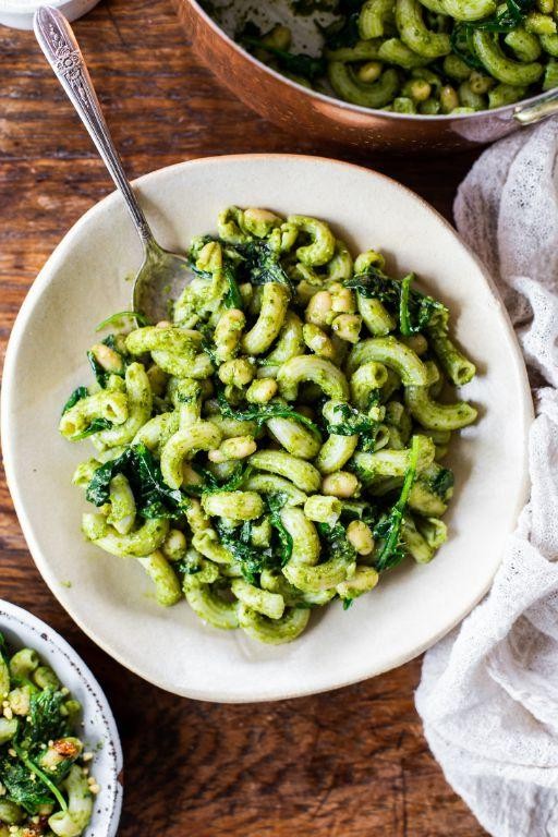 Great Northern Bean and Pesto Pasta