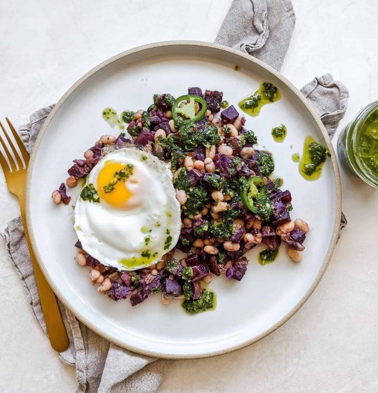 Great Northern Bean and Sweet Potato Hash