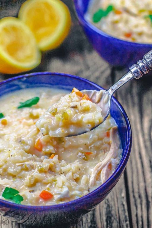 Greek Avgolemono Soup with Chicken