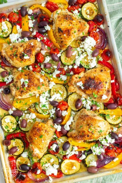 Greek Chicken Thighs with Zucchini and Feta