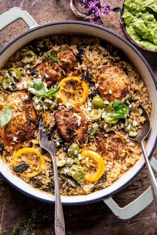 Greek Lemon Chicken and Rice with Olives