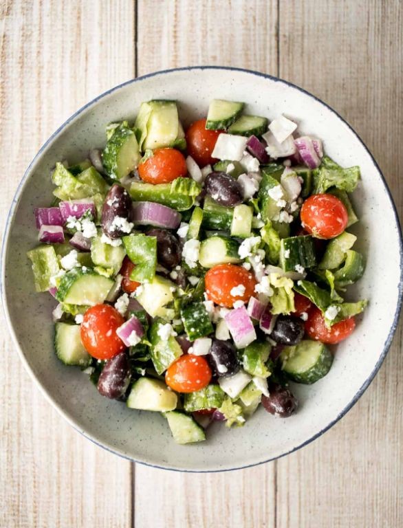 Greek Lettuce Salad with Feta and Olives