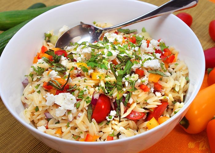 Greek Orzo Salad with Lemon Dressing