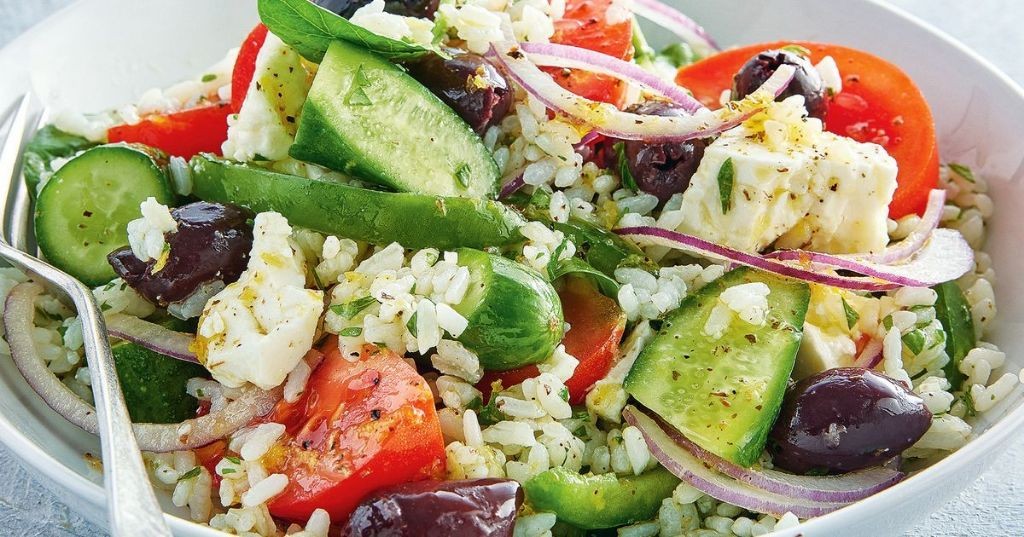 Greek Rice Salad with Feta and Olives