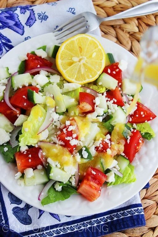 Greek Salad with Lemon-Olive Oil Dressing