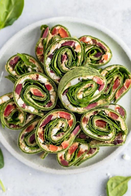 Greek Veggie Tortilla Roll Ups