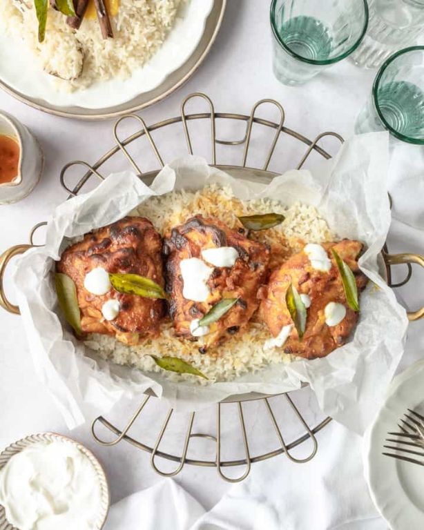 Greek Yogurt Marinated Chicken with Basmati Rice