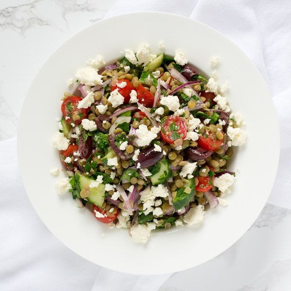 Greek-Style Lentil Bowl with Olives and Cucumber