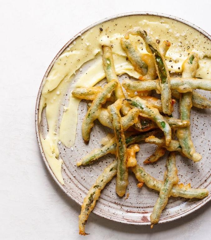 Green Bean Tempura with Wasabi Mayo