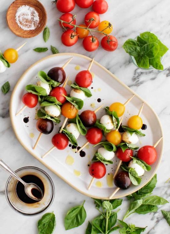 Green Cherry Tomato and Mozzarella Skewers