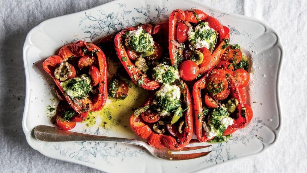 Green Cherry Tomato and Ricotta Stuffed Peppers