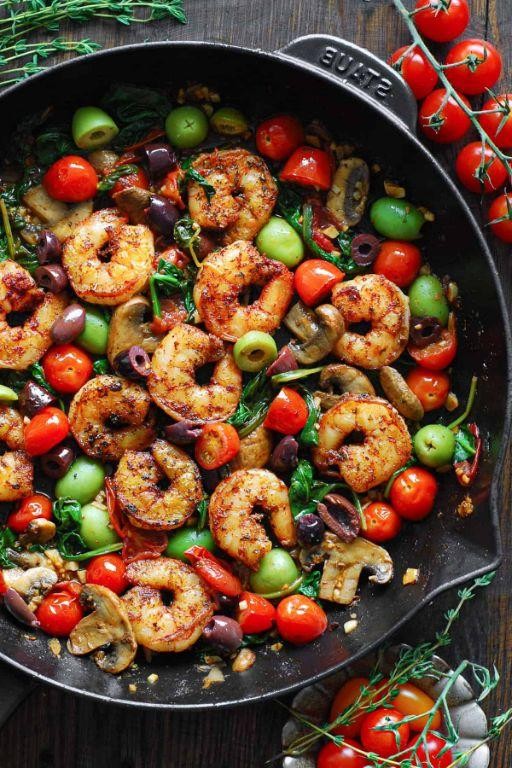 Green Cherry Tomato and Shrimp Stir-Fry