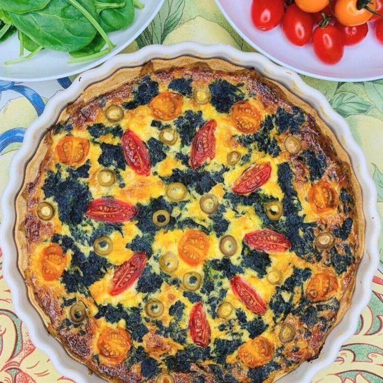 Green Cherry Tomato and Spinach Quiche