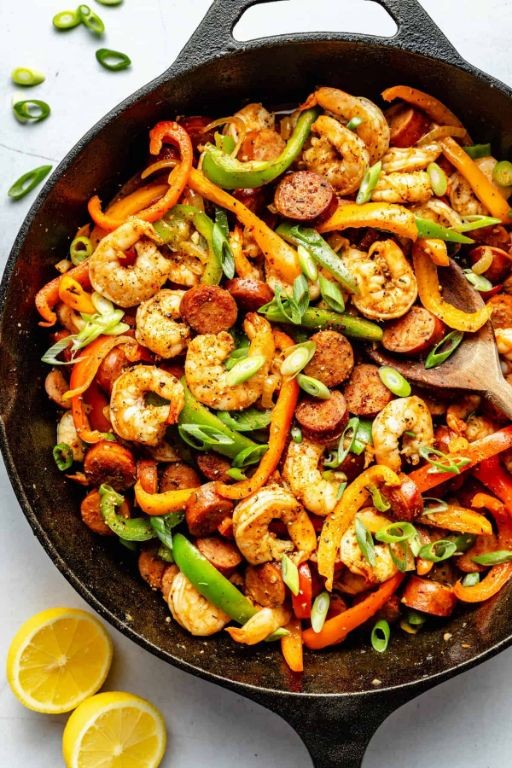 Griddled Cajun Shrimp and Sausage Skillet