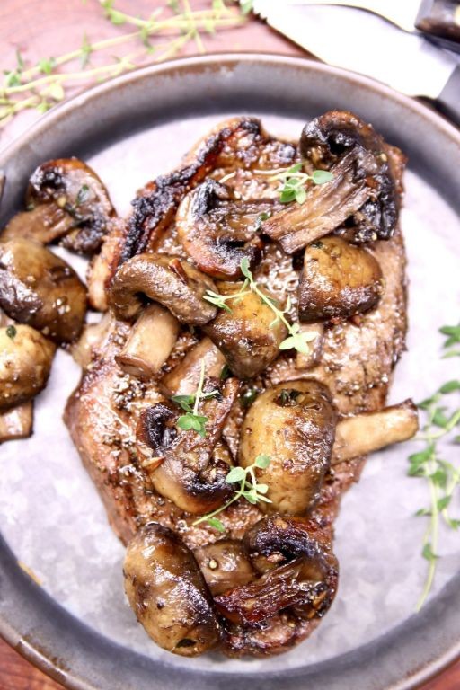 Griddled Garlic Herb Steak with Mushrooms