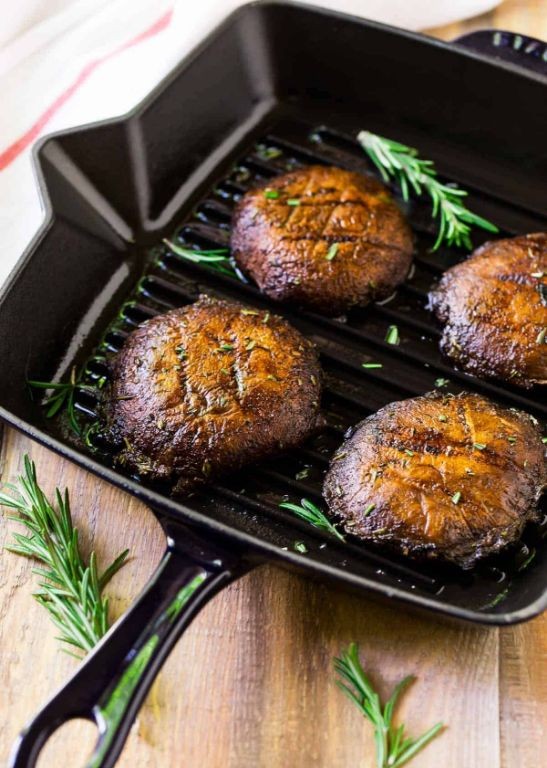 Grill Pan Portobello Mushroom Caps