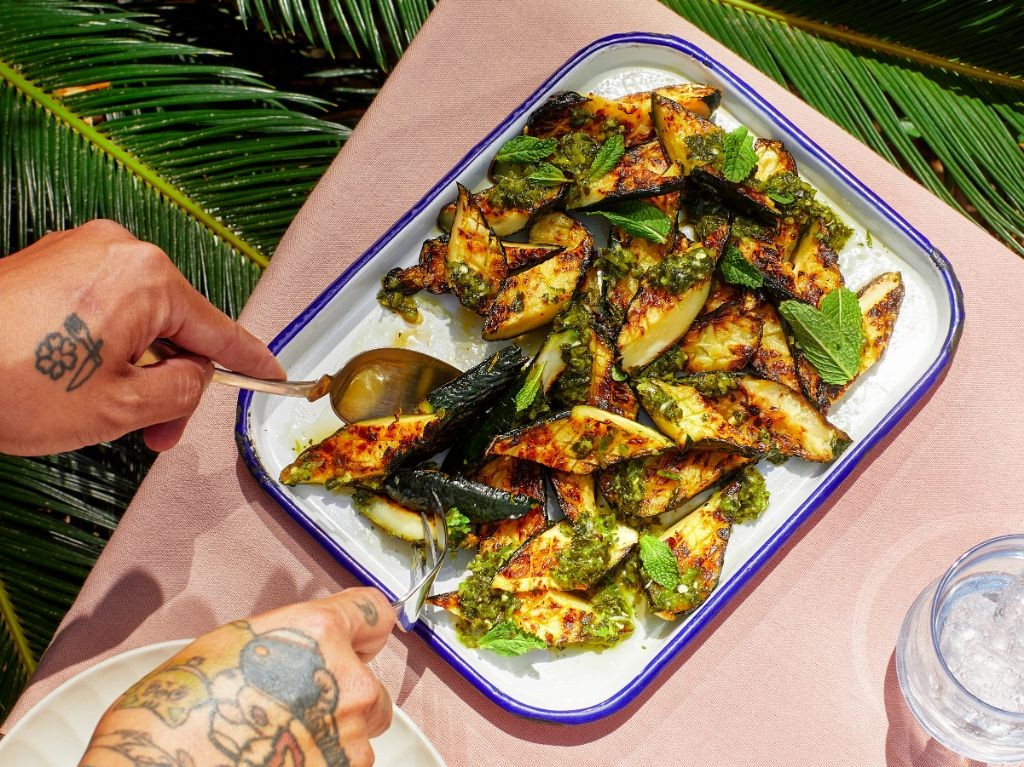 Grilled Banana Squash with Chimichurri Sauce