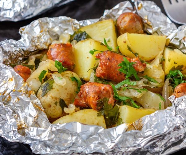 Grilled Cabbage and Sausage Foil Packets