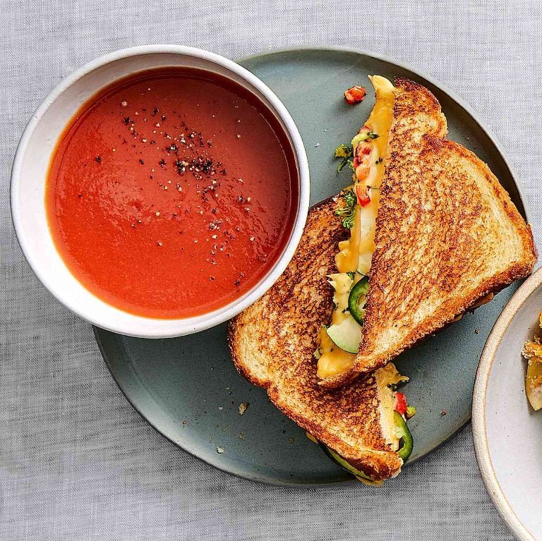 Grilled Cheese Toast with Tomato Soup