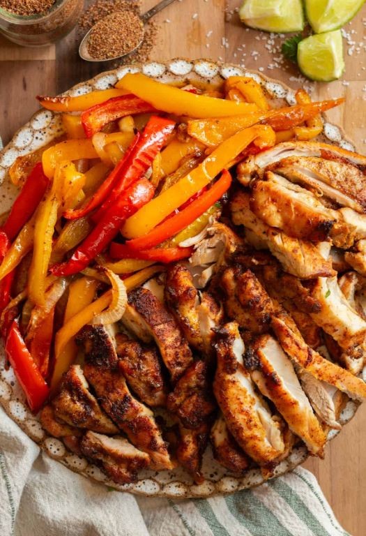 Grilled Chicken Thigh Fajitas with Peppers and Onions