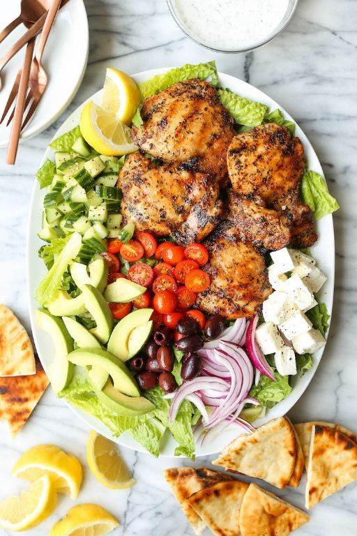 Grilled Chicken Thighs with Greek Salad Salsa