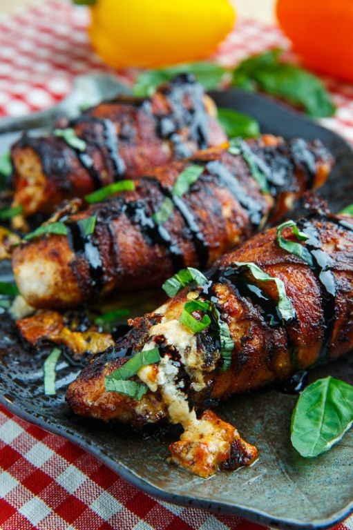 Grilled Chicken and Goat Cheese Stuffed Peppers