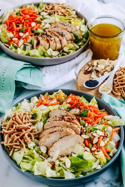 Grilled Chicken and Veggie Salad with Light Soy Dressing