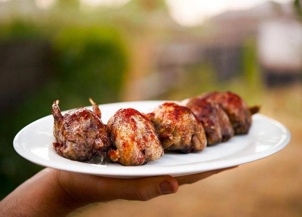 Grilled Dove Skewers with Garlic and Rosemary