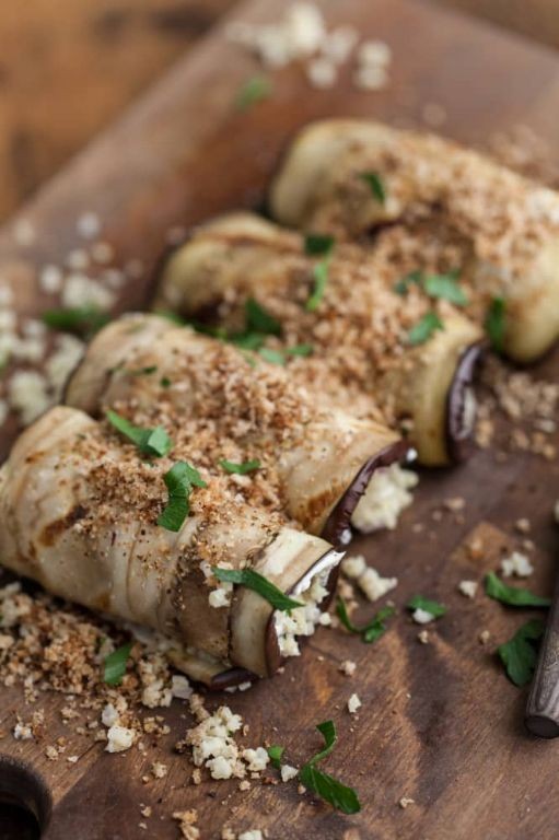 Grilled Eggplant Rolls with Herbed Cheese