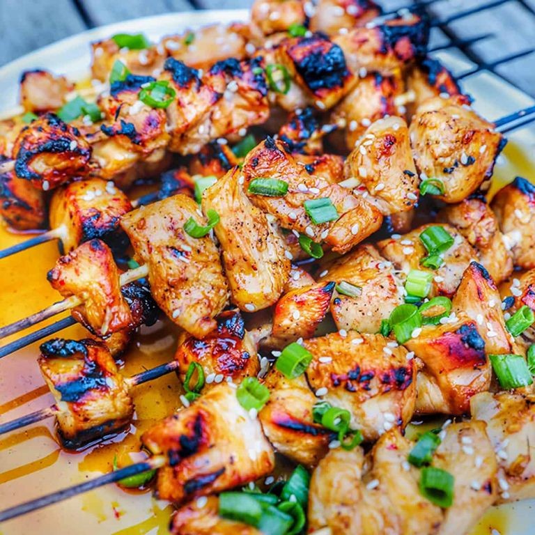 Grilled Honey Garlic Chicken Skewers