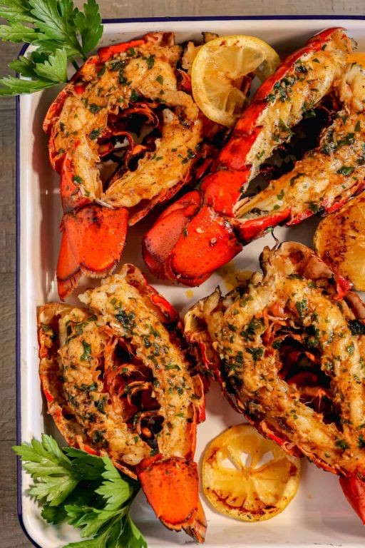 Grilled Lobster Tails with Garlic Herb Butter