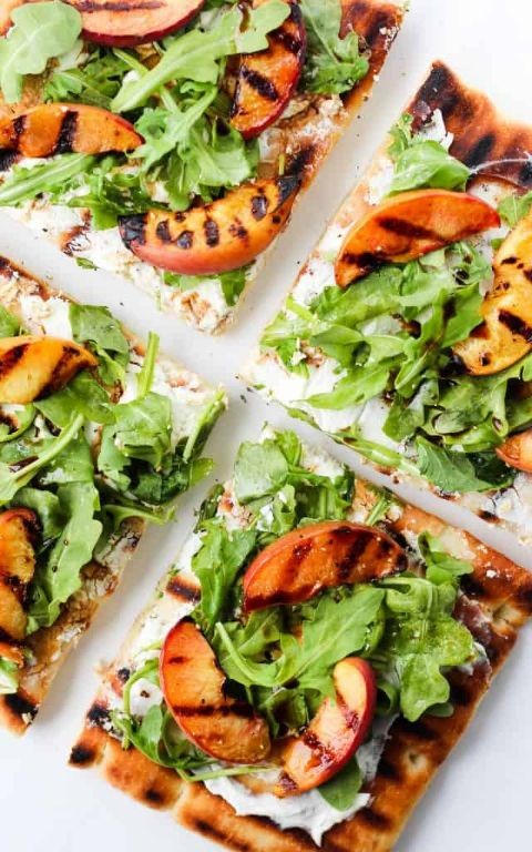 Grilled Peach and Arugula Pizza