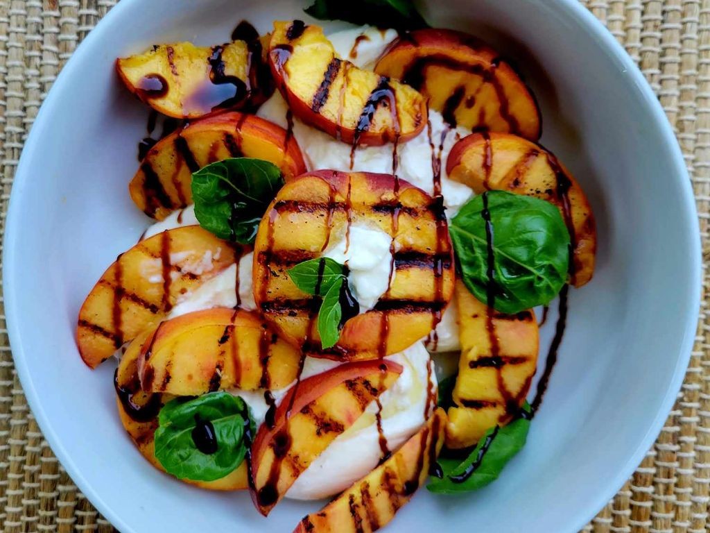 Grilled Peach and Burrata Caprese
