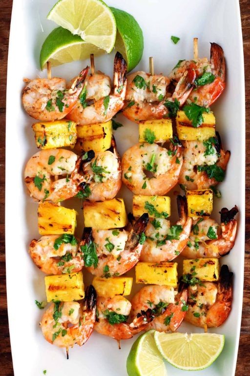 Grilled Pink Shrimp Skewers with Pineapple