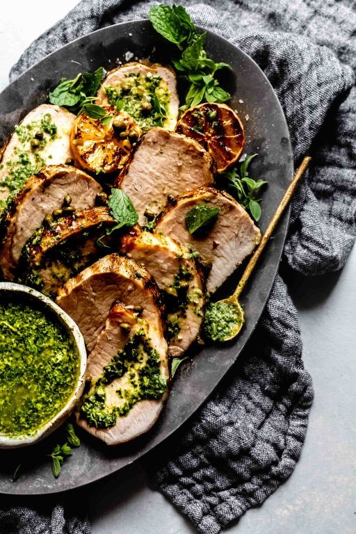 Grilled Pork Cube Steak with Chimichurri Sauce