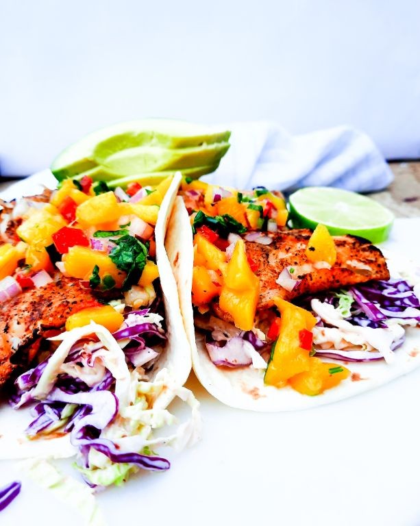Grilled Rockfish Tacos with Mango Salsa