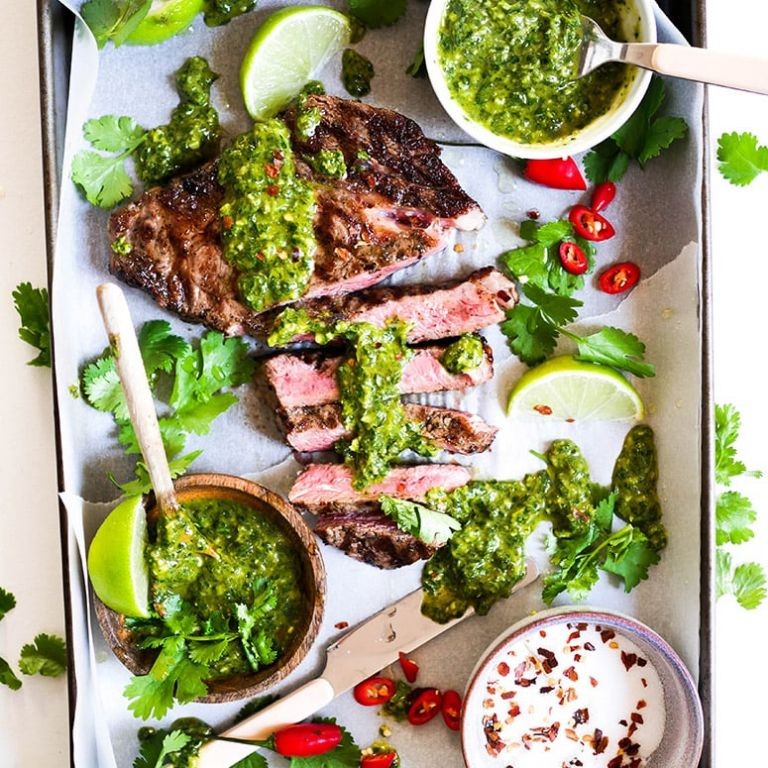 Grilled Rump Steak with Chimichurri Sauce