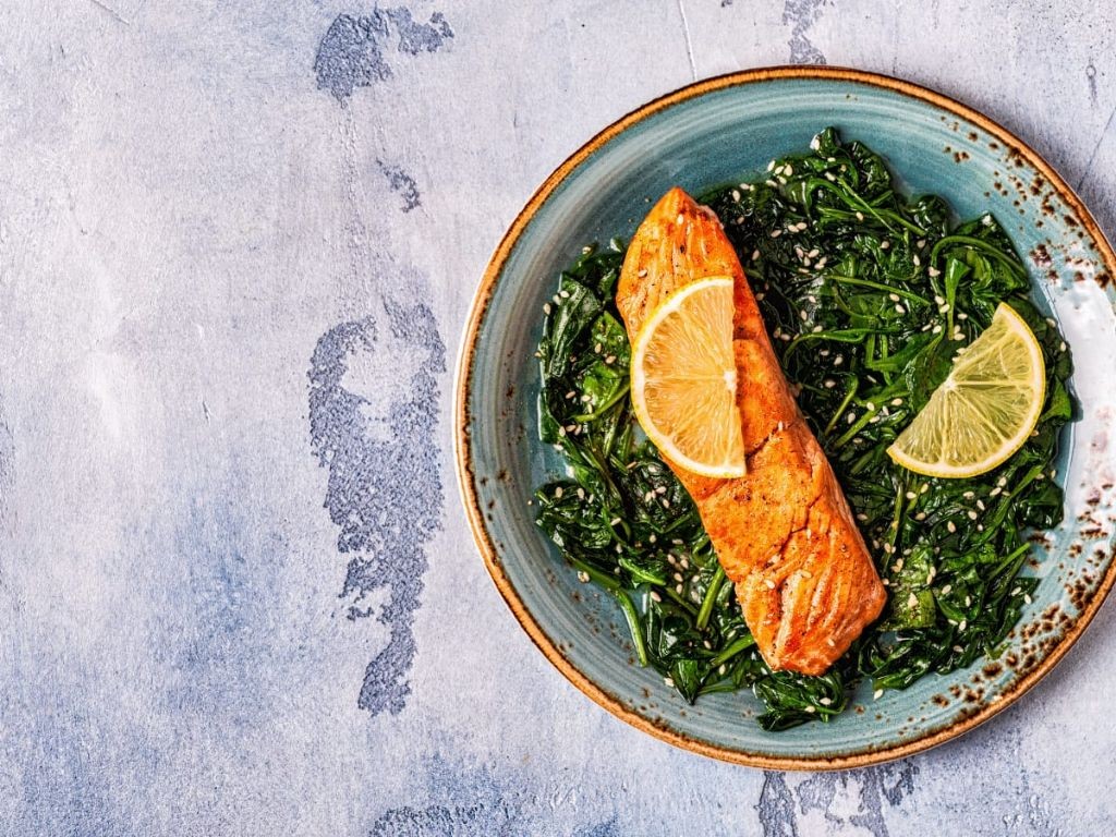 Grilled Salmon with Wilted Spinach
