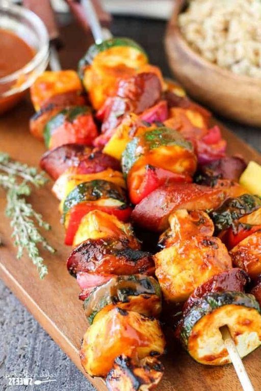 Grilled Sausage and Pineapple Kebabs