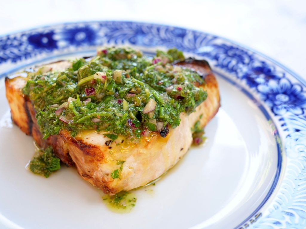 Grilled Swordfish Steaks with Chimichurri Sauce
