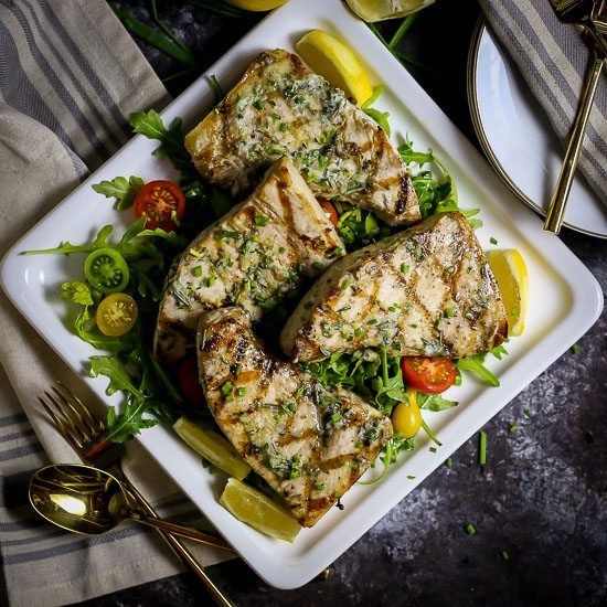 Grilled Swordfish with Herb Crust