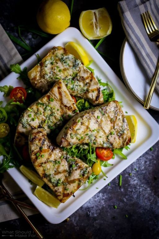 Grilled Swordfish with Lemon Herb Butter