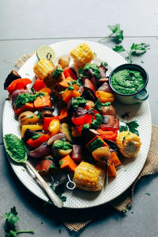 Grilled Vegetable Skewers with Chimichurri