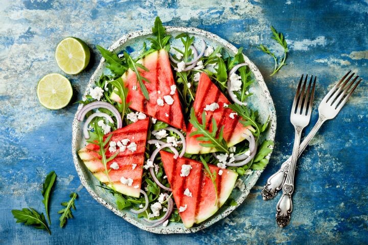 Grilled Watermelon Salad with Mint and Lime
