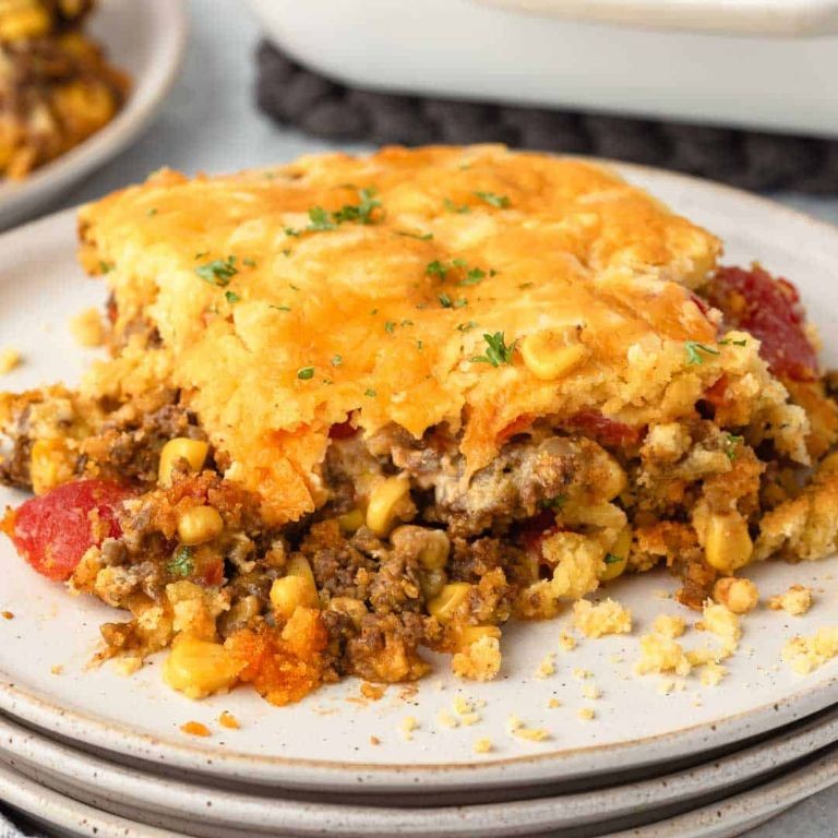 Ground Beef and Cornbread Skillet