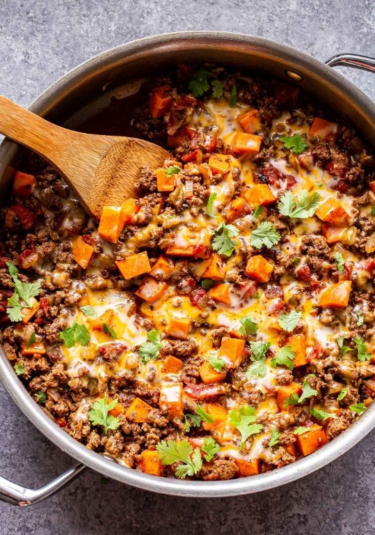 Ground Beef and Sweet Potato Skillet