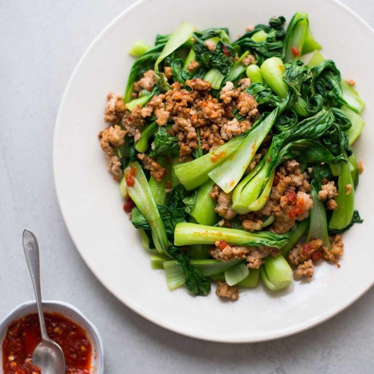 Ground Pork and Bok Choy Stir-Fry