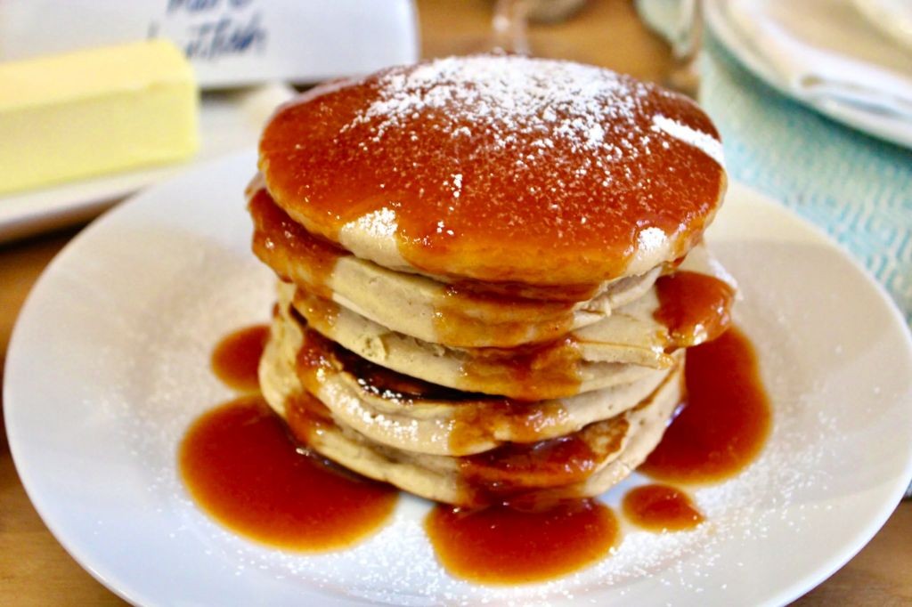 Guava Pancakes with Maple Syrup